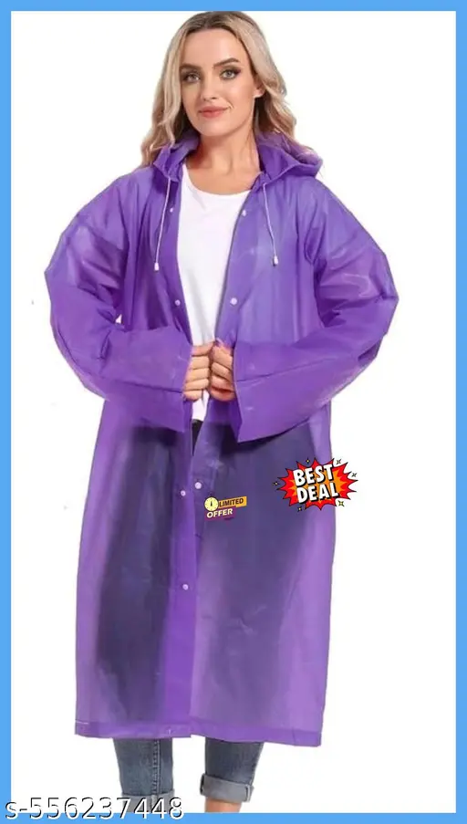 (Purple) Waterproof Rain Coat with Hood Cap for Men and Women