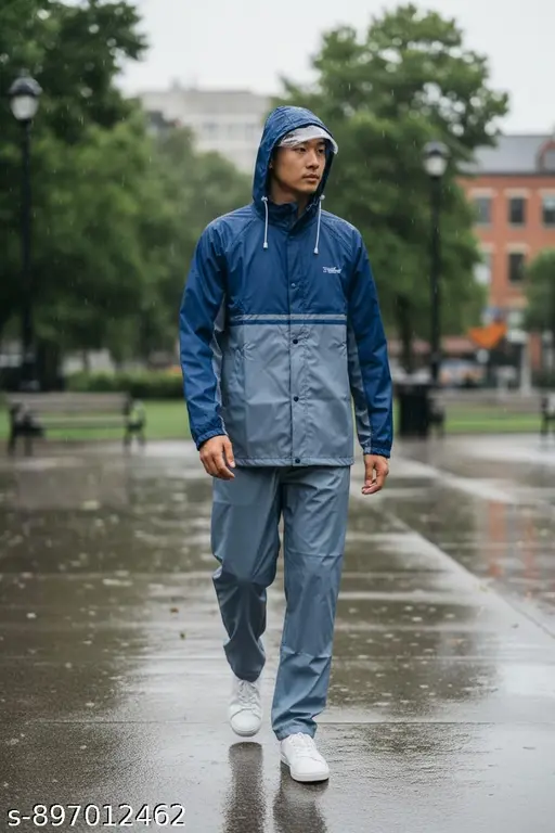 Men's Waterproof Plastic Raincoat  Hooded & Lightweight